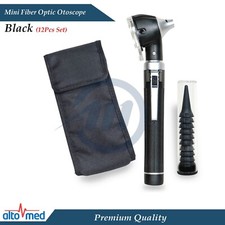 Medical Diagnostic Mini Otoscope Fiber Optic Otology Examination Ent Kit Black