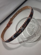 Vtg Child Native American Indian Design Beaded  Lthr, Belt 30" Hong Kong NOS