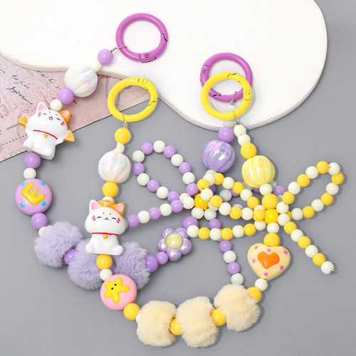 Bow Lucky Cat Beaded Mobile Phone Chain Anti-Lost Phone Lanyard Pendant Keychain - 第 6/17 張圖片