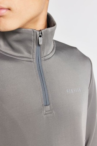 SikSilk Boys Grey Illuminate 1/4 Zip Track Top 15 Years - Picture 2 of 5