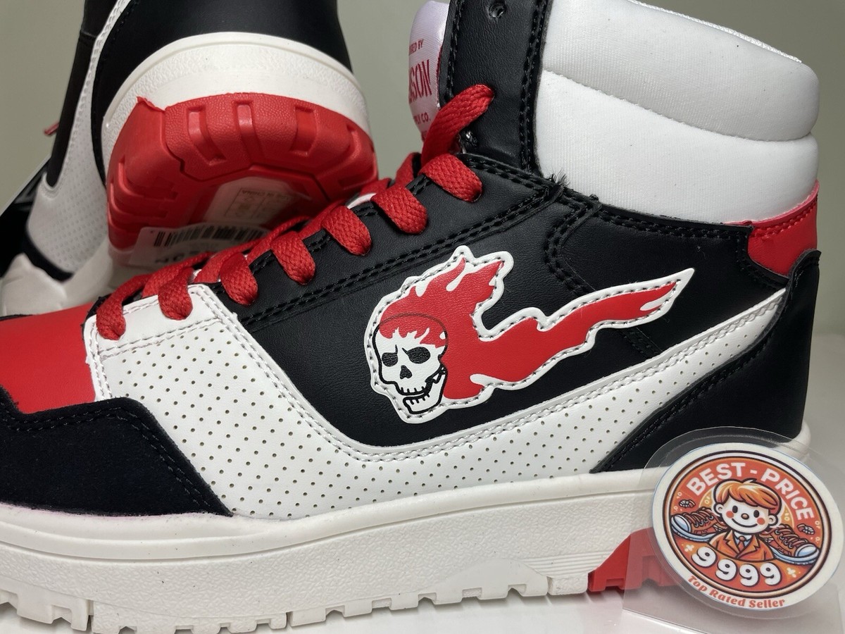 Reason Brand - Size 9 - Men Stomper Skull Black/Red/White 