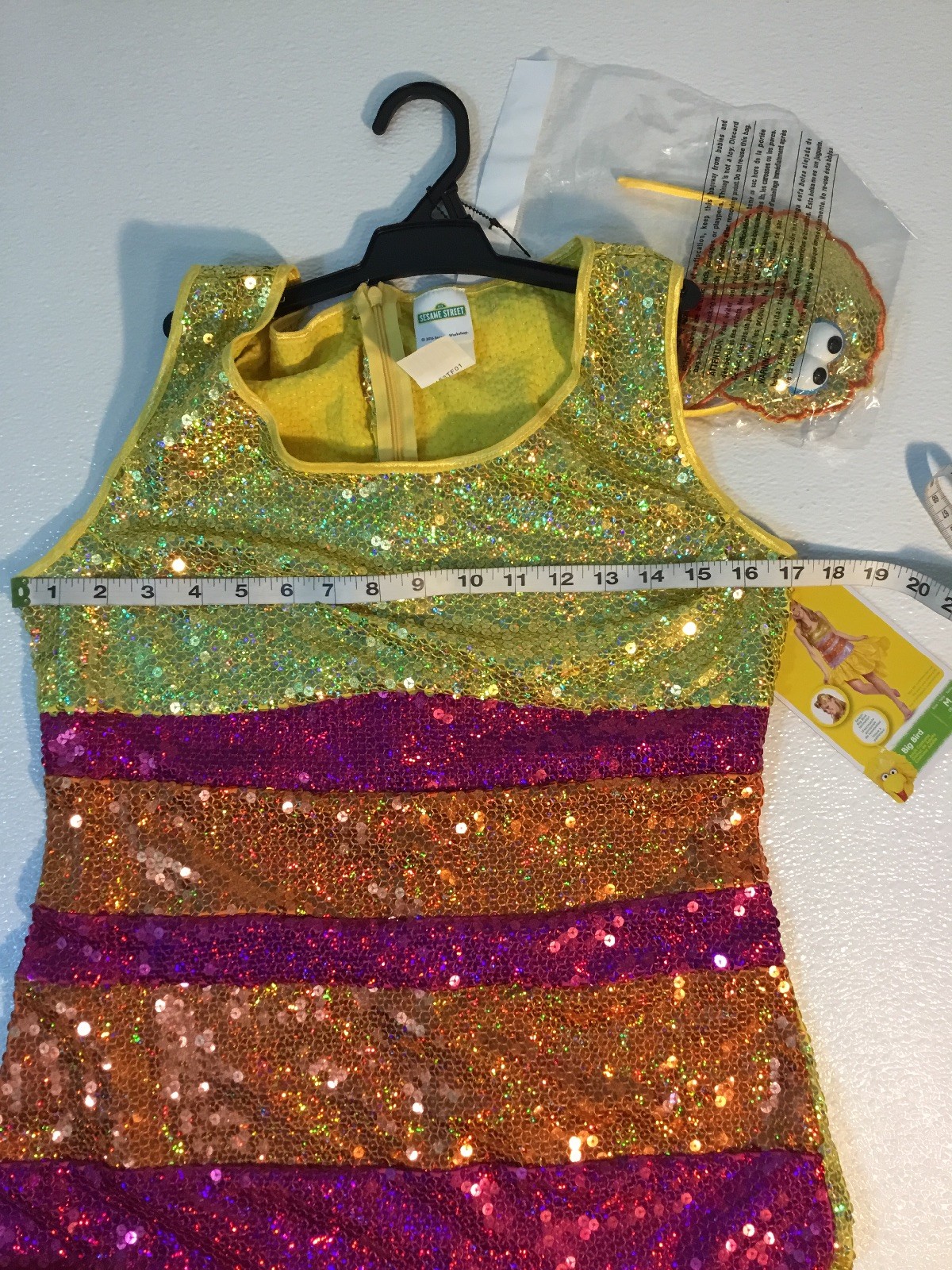 NEW Sesame Street BIG BIRD Womens Costume Size Medium Yellow Sequin ...