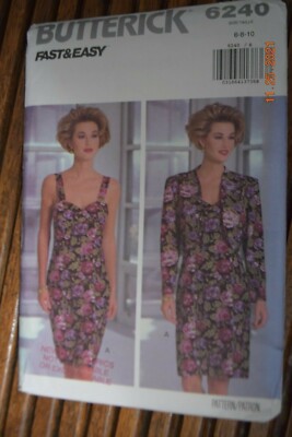 Butterick Pattern 6240 Jacket Dress Misses Very Easy Work Career Sz 6 8 10 Uncut