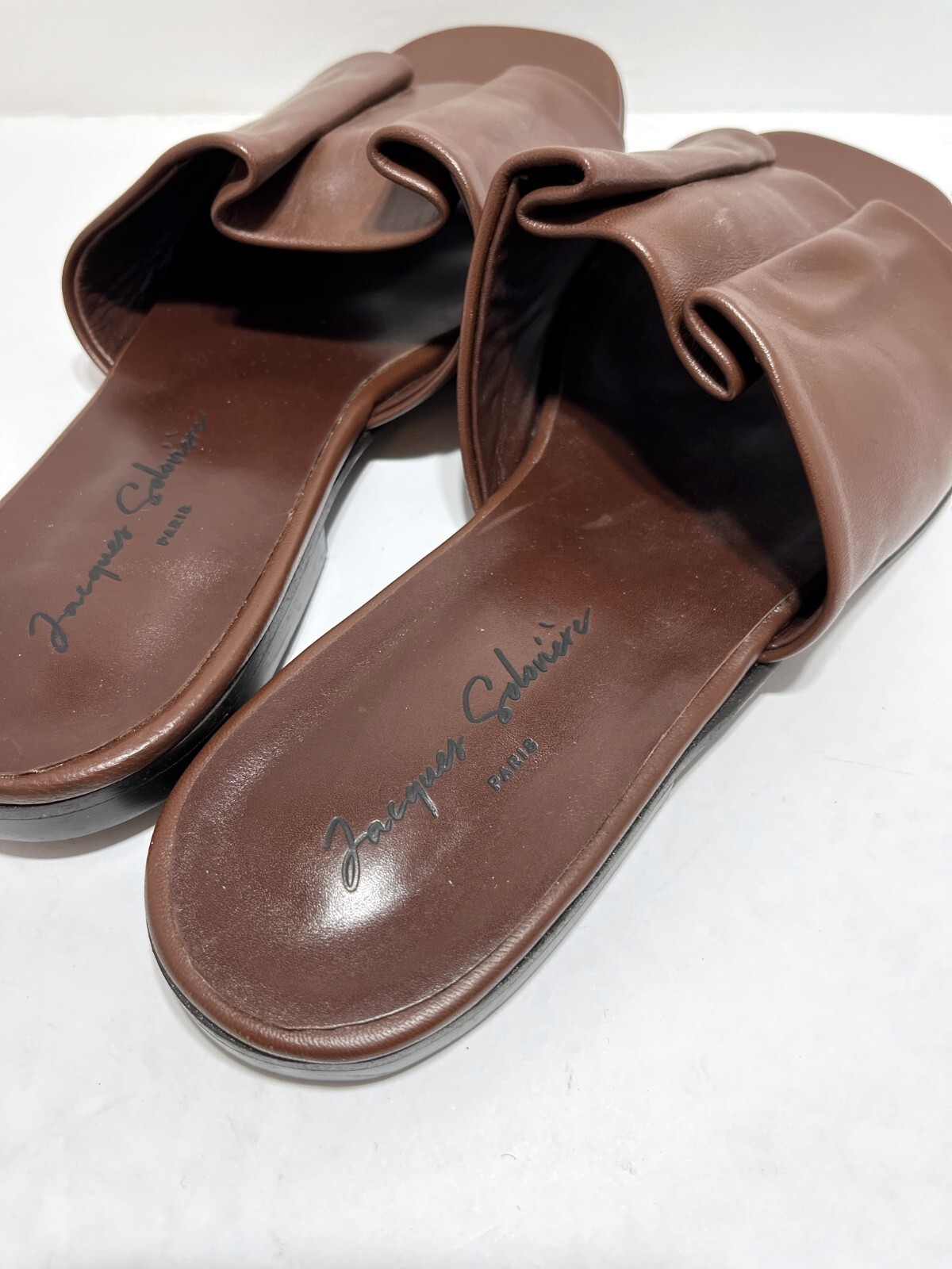 NEW, JACQUES SOLOVIERE MEN'S BROWN SLIDE SANDALS, 42, $280 - Picture 6 of 8