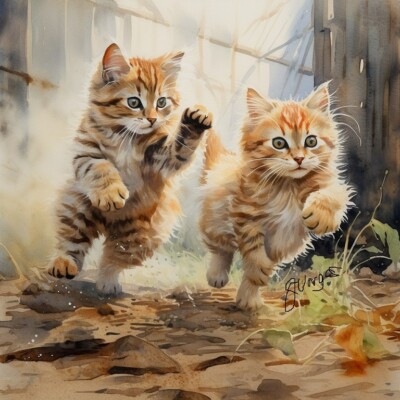 Kitten Art Print Watercolor painting pet art Cat Handmade 8x11 inch