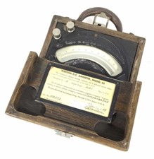 Vintage Weston Model 45 Dc Ammeter Signed Paperwork Wood Box With Handle