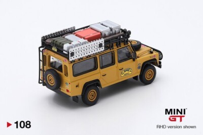 激レア 1/64 MINI GT ランドローバー ディフェンダー No.108 MINI GT 108 Mijo Land Rover Defender 110 1989 Camel Trophy