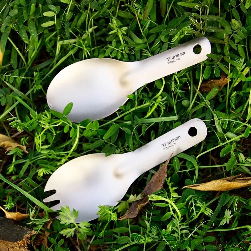 Титановая ложка Spork портативная сверхлегкая с короткой ручкой столовая посуда для кемпинга на открытом воздухе - Изображение 2 из 4