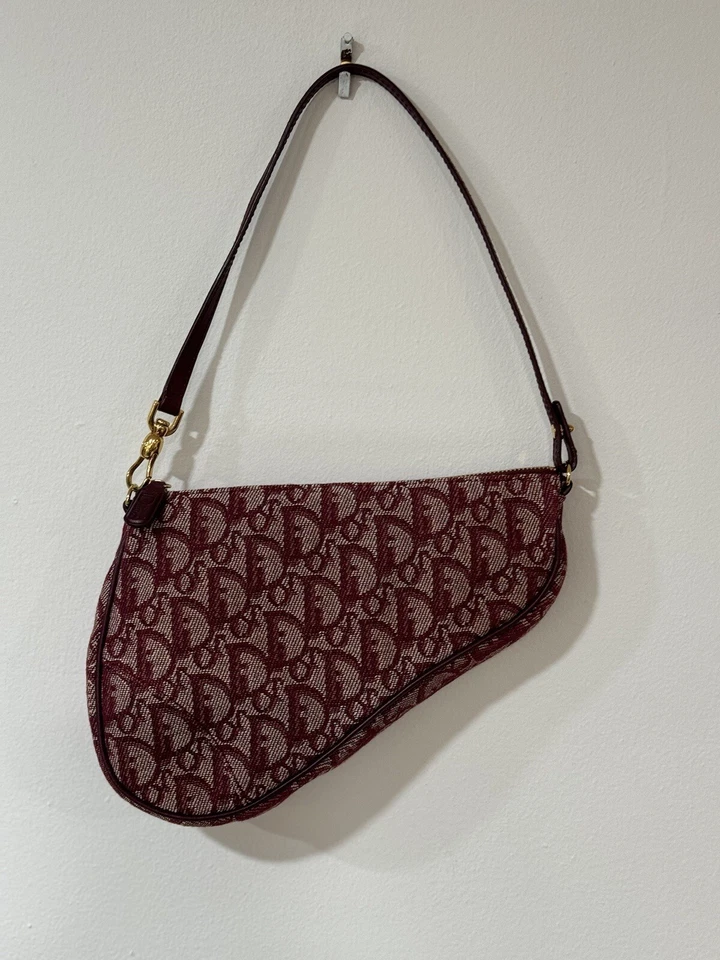 Christian Dior Burdeos Trotter Patrón Sillín Bolso Bolso MC0073 161453 Foto 2 de 4