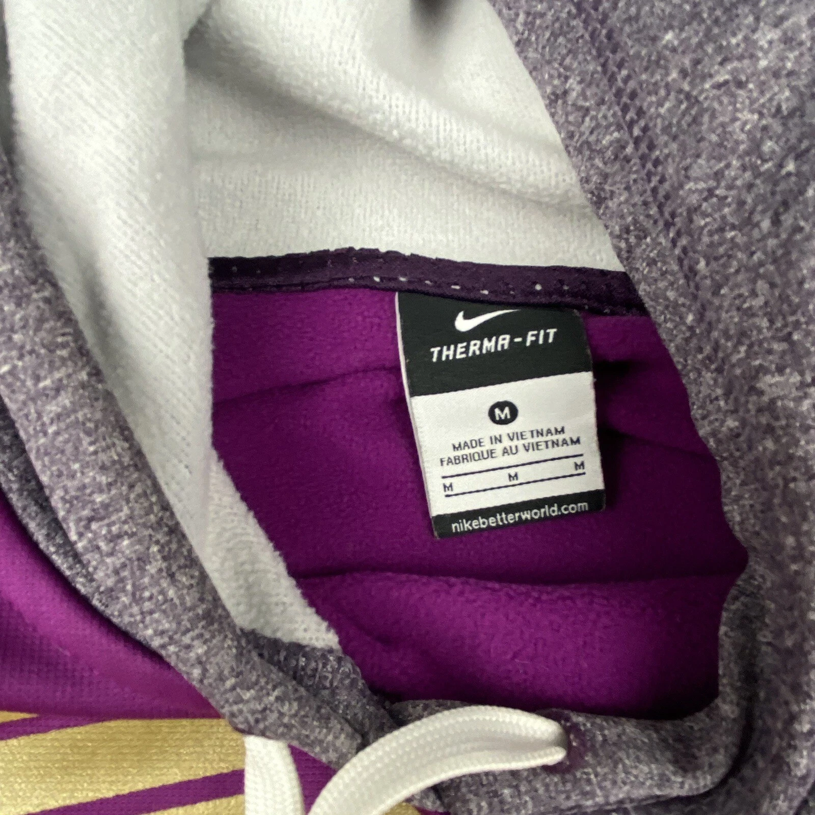 VETEMENTS Felpa con cappuccio da donna Nike taglia media therma fit pile atletica da corsa viola