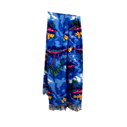 KOKO KNOT Multicolor Summer Beach Wrap Coverup With Fringe Floral Palm Tree