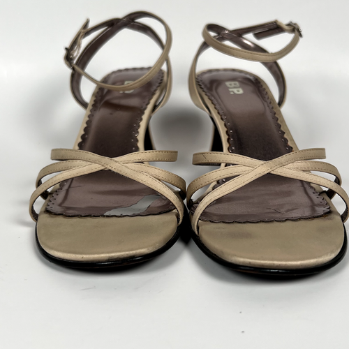 BP. Sz 6M Open Toe Heeled Cross Strap Sandals Emily Nude Adjustable Ankle Strap - Picture 2 of 9