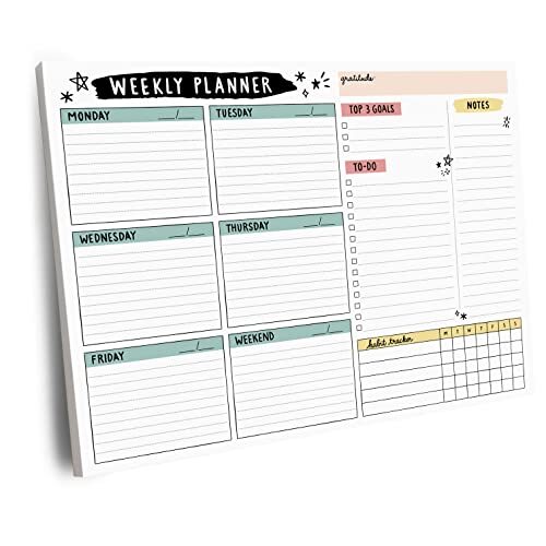 Bloc de notas Weekly Planner - 52 hojas arrancadas, 8,5 x 11"" bloc de notas pastel pop gol - Imagen 2 de 8