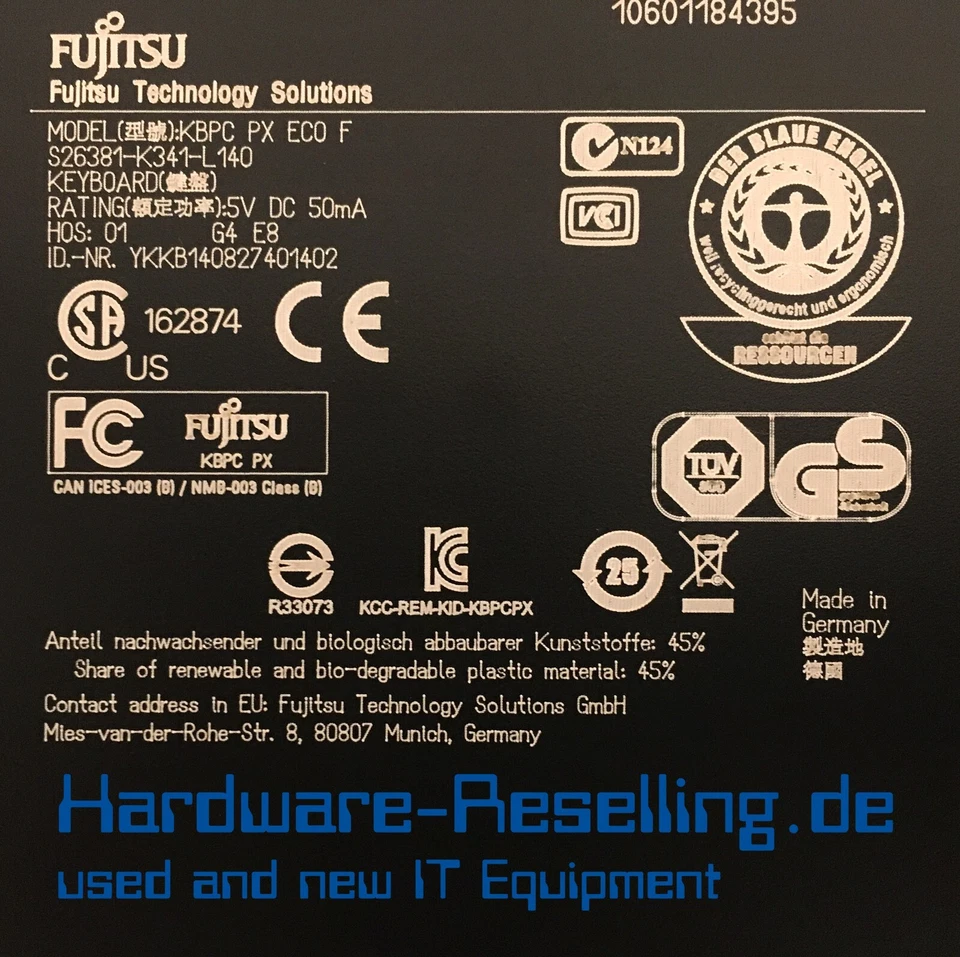 Fujitsu KBPC PX ECO F- Tastiera - USB - Francese - S26381 K341 L140 - Immagine 3 di 4