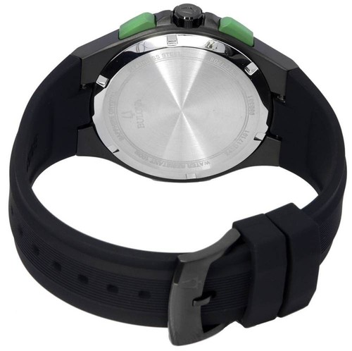 Bulova Maquina Chronograph Black Dial Silicone Strap Quartz 98B381 Mens Watch - Picture 4 of 4