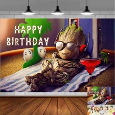 Groot Happy Birthday Backdrop Banner Poster Vinyl Party Decoration 5 3ft