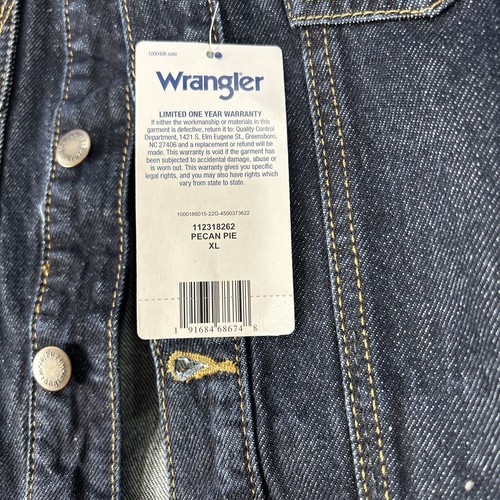 Wrangler Denim Jacket Boys' Sz XL Dark Wash Southwestern Print Aztec Cowboy NWT - Picture 2 of 10