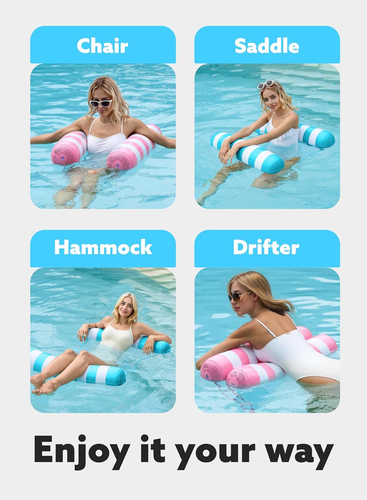 2 Packs Strip Type Hammock Pool Floats for Adults, Inflatable Water Lounge Float - Picture 3 of 12
