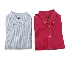 Ralph Lauren Boys Bundle of 2 Size 5 Button Down Shirts Blue White Striped Pink