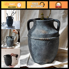 9" Rustic Vintage Ceramic Vase with Handles - Farmhouse Home Decor Accent
