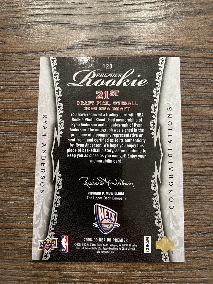 2008-09 Upper Deck Premier #120 Ryan Anderson #/199 Foto 2 de 2