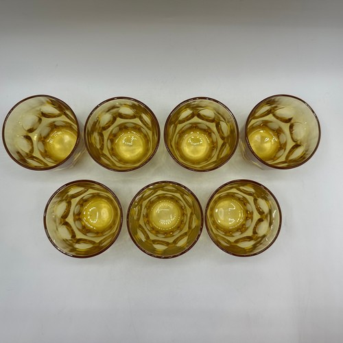 Vaso Hazel Atlas ámbar con huella digital, juego de 7 - Imagen 4 de 7