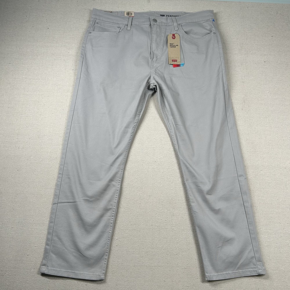Levis 502 Mens Performance Chino Golf Pants Gray 38x30 Cotton Poly Tapered