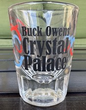 Buck Owens Crystal Palace Shot Glass RARE EUC Discontinued Red White Blue Guitar