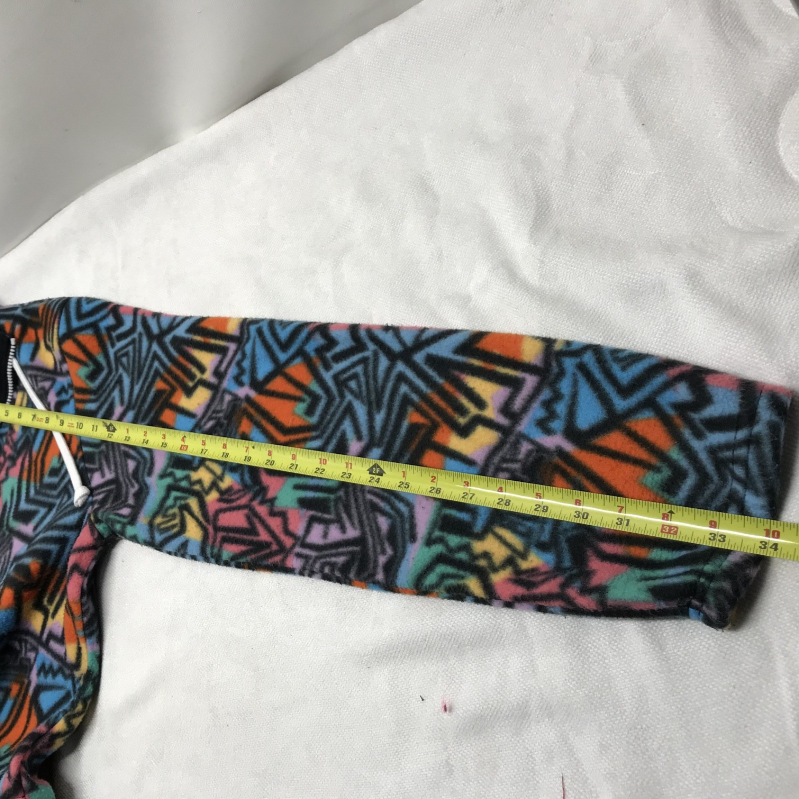 Empyre sweater Mens Large Drawstring abstract Print Y2K Pink Blue Green Vintage image 10