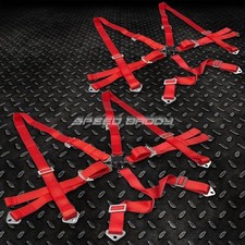 Pair 6-point 3 Shoulder Nylon Strap Harness Red Camlock Safety Racing Seat Belt Pair 6-point 3 Shoulder Nylon Strap Harness Red Camlock Safety Racing Seat Belt