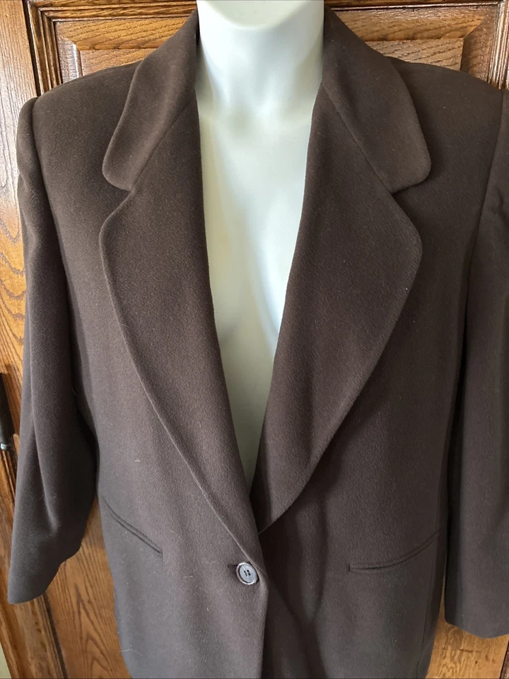 CHAQUETA DE TRAJE BLAZER SAKS FIVE AVENUE de Colección Marrón Lana Mezcla Cachemira Talla 16 Foto 3 de 4