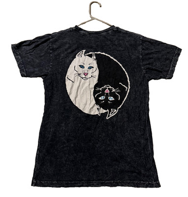 Ripndip Nermal Ying Yang Cat T-Shirt Acid Wash Dark Men's Medium Y2K Streetwear