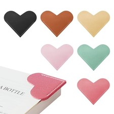 6pcs Leather Heart Bookmarks for Reading Women, Cute Corner Page Love A-6pcs