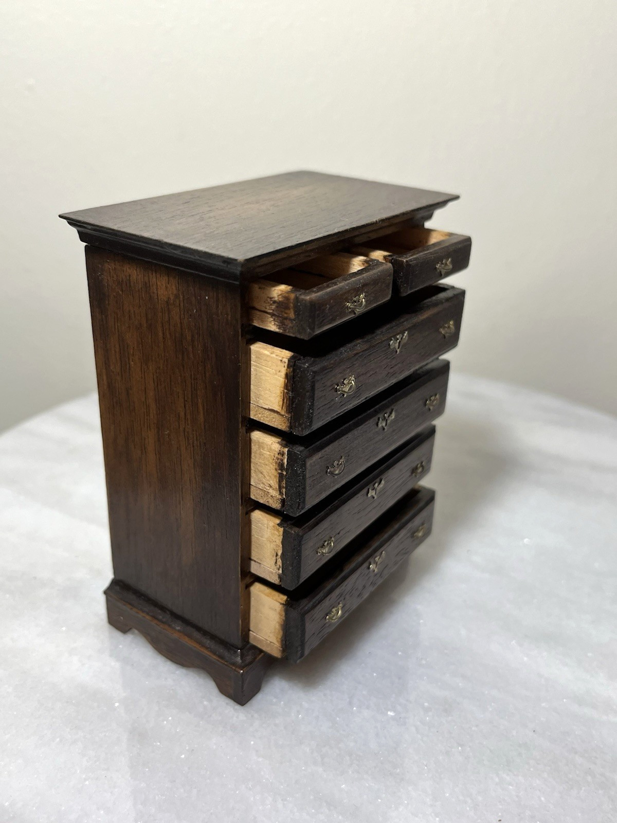 Vintage Artisan Dollhouse Chippendale Dresser Chest Of Drawers 1:12 Miniature