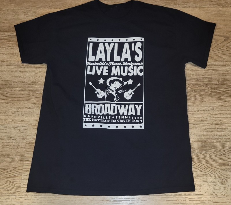 Layla's Nashville TN Tee T-Shirt Honky Tonk Country Music Bar Black Medium M