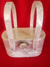 Wilardy Lucite Purse Pearl With Mirror Pearl White Lucie Vintage 1950s
