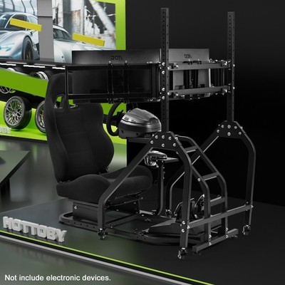 Hottoby Racing Simulator Cockpit Mit Schwarz Sitz Und Triple Monitor Ständer G29