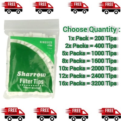 Sharrow King Size Filter Tips (200 im Beutel) 7,13 mm Rauchen Zigarettenfilter Tips