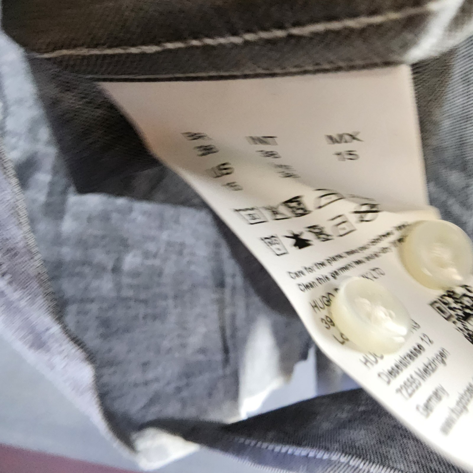 HUGO Slim-Fit Easy Iron Dress Shirt Men's 15 Light Gray Heather Long Sleeve thumbnail 9