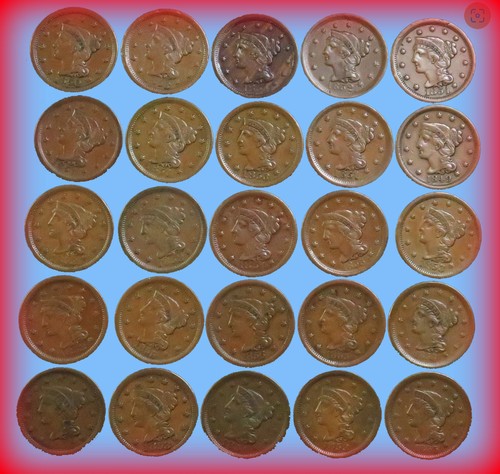 Early US Large Cent Copper Penny ~ VG - XF ~ Coronet Braided Hair ~ ESTATE Lot