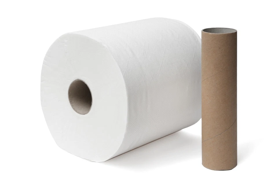 PAPIERANDO 6 x Handtuchrollen geeignet für Lotus enMotion + Adapater 24,5 cm 2-lagig 140 m