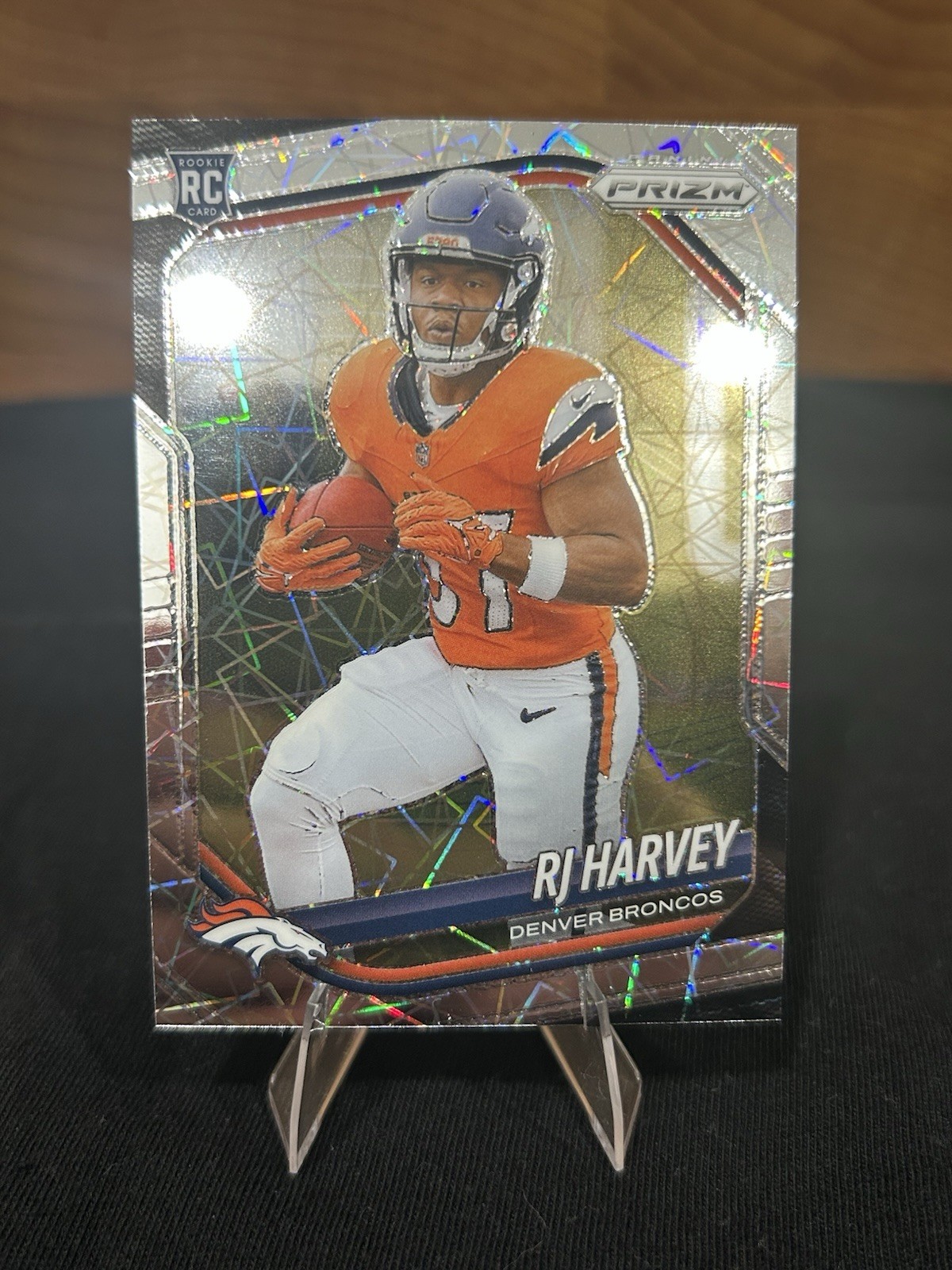 2025 Panini Prizm RJ Harvey #303 Denver Broncos Rookie Prizm Lazer RC