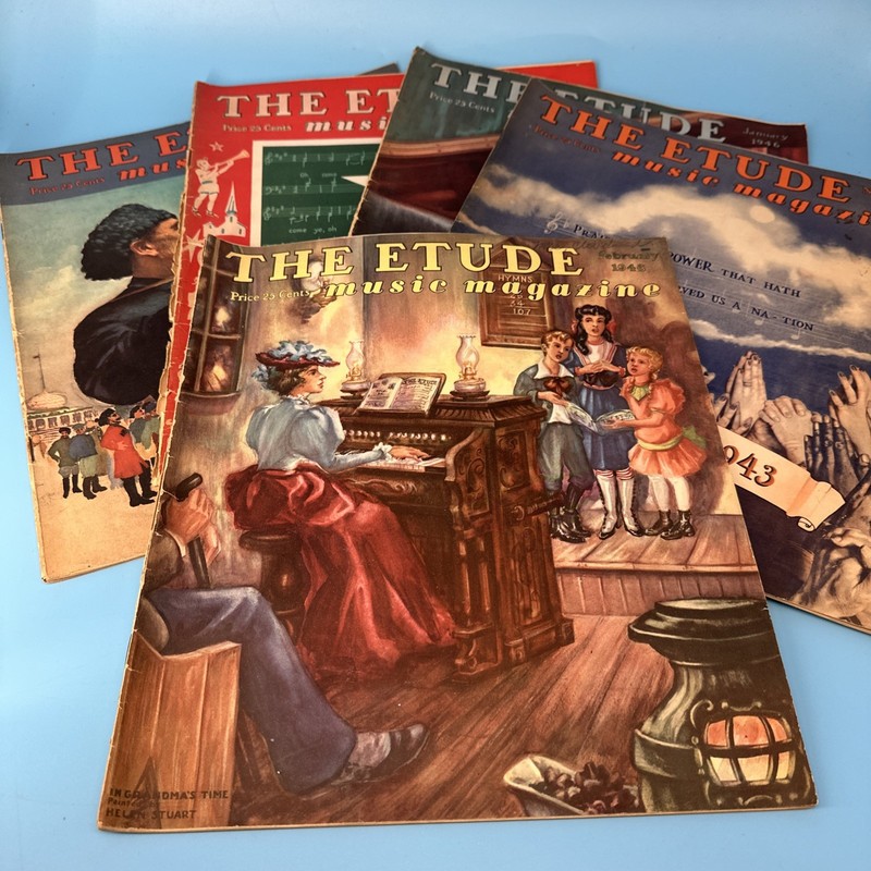 Vintage The Etude Music Magazines 1943-1945 Lot of 5 Antique