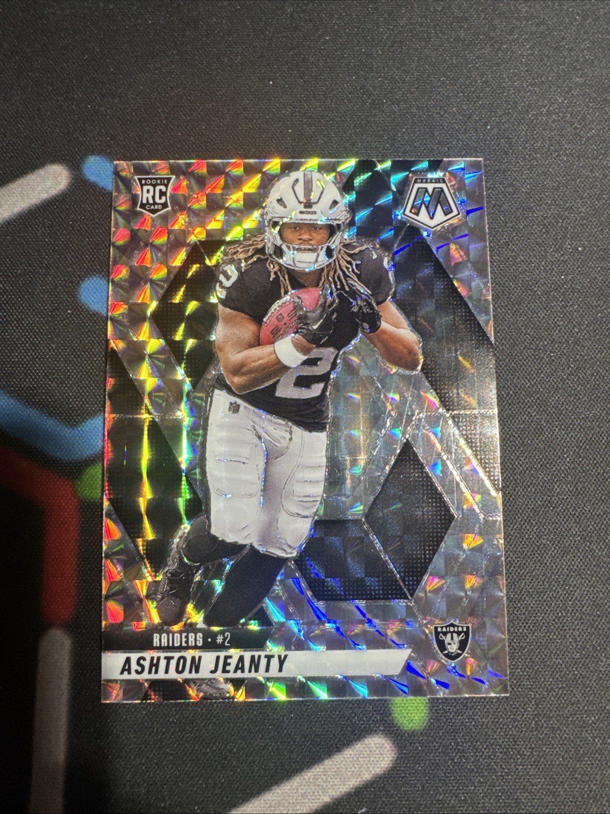 2025 Mosaic Football Ashton Jeanty Silver Mosaic Prizm Parallel RC #345