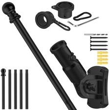 Heavy Duty T304 Stainless Steel Flag Pole Kit   6FT Thickened Black Flagpo