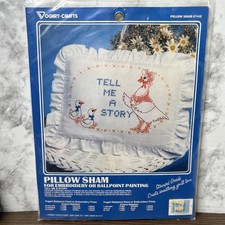 VTG Vogart Crafts Embroidery Ballpoint Kit Pillow Sham Ducklings Tell Me A Story