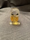 Xmas stocking stufferYellow/Clear Crystal Owl Frosted Branch Figurine Green Eyes — photo 1