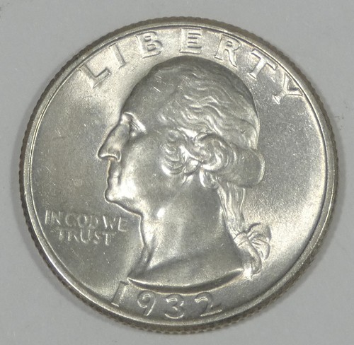 Cuarto de dólar Washington 1932 bonito brillante sin circular plata 25c