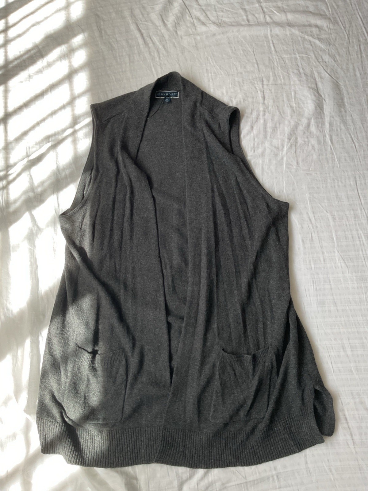 Karen Scott Women’s Size 2x Gray Vest Cardigan With Pockets Stylish Cute NWOT