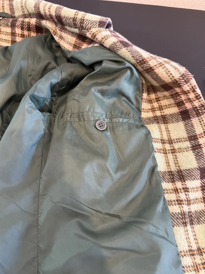 Abrigo de lana vintage a cuadros verde marrón Preppie Y2K para mujer pequeño Foto 4 de 4